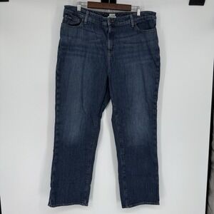 L.L. Bean Classic Fit Jeans Womens Size 20 Blue Denim Cotton Red Flannel Lined